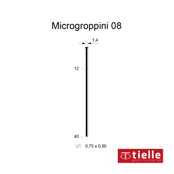 TIELLE -  Groppino - Spillo MICRO GROPPINO 08 per spillatrice - l. spillo min - max 30 - ø spillo min - max 0,8