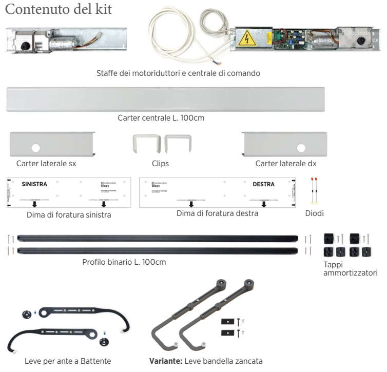 ANTAMATIC SIR - Kit Motore SERIE 3.0 cablato per anta battente kit per scuro mono anta destra - peso max kg 40 - per anta A RIDOSSO