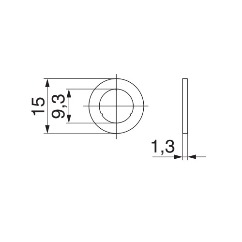 MAICO -  Rondella RUSTICO per cerniere - dimensioni Ø 15 X 1,3