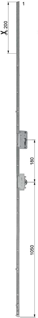 AGB -  Cremonese TESI AVANT anta ribalta altezza maniglia fissa con foro cilindro sopra la maniglia e quadro - gr / dim. 08 - entrata 40 - alt. man. 1050 - lbb/hbb 1800 - 2000