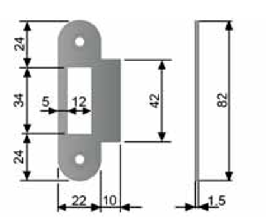 AGB -  Incontro MEDIANA EVOLUTION bordo tondo con alette per patent solo catenaccio o solo scrocco - mat. ACCIAIO - col. BRONZATO VERNICIATO - dimensioni 22X82 - note ALETTA QUADRA - info  PER MEDIANA EVOLUTION E CENTRO