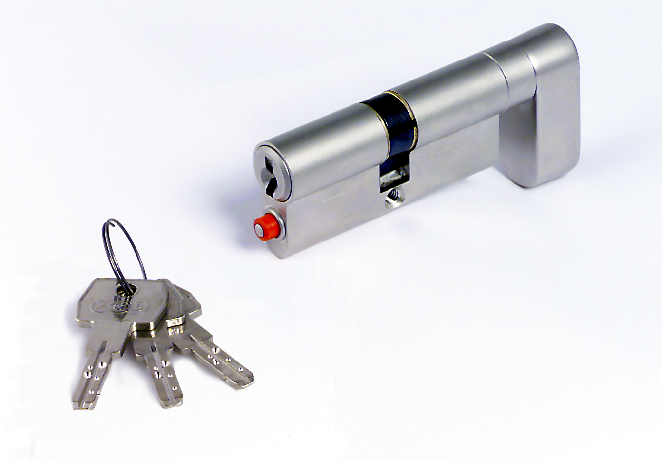 AGB -  Cilindro OPERA DQ - SL per porta tagliafuco a rotazione limitata con chiave e pomolo mk - a chiave maestra - col. NICHELATO LUCIDO - lunghezza 75 - misura P-30-10-35