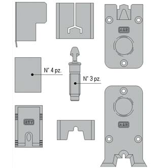 AGB - Kit Tappo ALZANTE CLASSIC confezione accessori guida per alzante scorrevole - col. GRIGIO RAL 7035 - note TAPPI UNIVERSALI 300KG