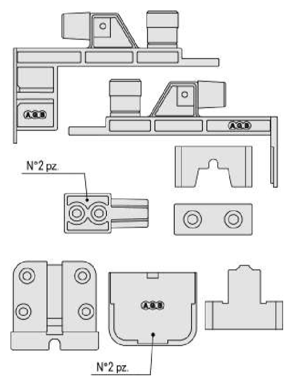 AGB -  Tappo ALZANTE IMAGO paracolpo binario guida superiore - col. NERO - BLACK POWERAGE - note KIT TAPPI/PATTINI - dimensioni GUIDA 22X22