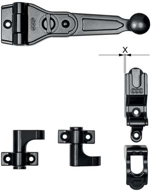 AGB -  Spagnoletta ABACO kit senza aste 1 e 2 ante con sicura finale piatto - col. NERO - BLACK POWERAGE - rotazione 180° - spessore STANDARD