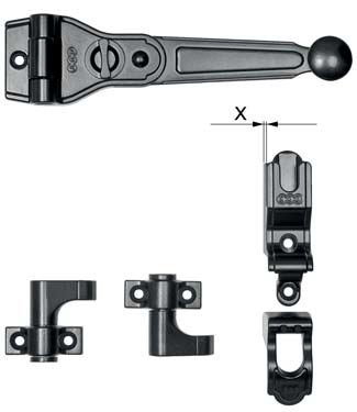 AGB -  Spagnoletta ABACO kit senza aste lunga 1 e 2 ante con sicura finale piatto - col. NERO - BLACK POWERAGE - spessore STANDARD