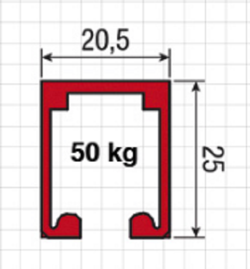 KOBLENZ -  Binario SYSTEM 0200 di scorrimento guida superiore - col. ANODIZZATO NERO - altezza 20,5 X 25