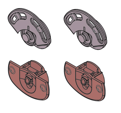 KOBLENZ -  Kit SYSTEM 0310 accessori sistema scorrevole per ante - a: ART. 0310/8 PATTINO INFERIORE CON CUSCINETTI A SFERE IN DELRIN PZ. 2 - b: ART. 0310/6 PATTINO SUPERIORE A STRISCIAMENTO PZ. 2