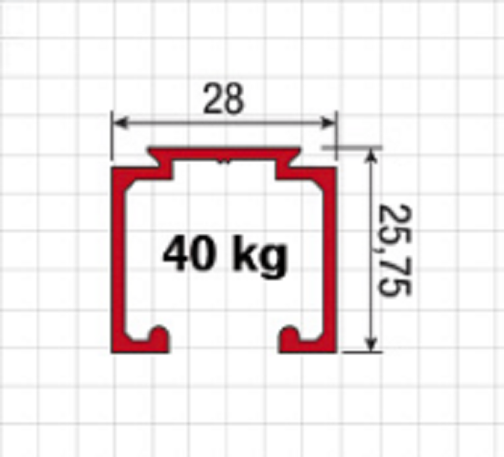KOBLENZ -  Binario SYSTEM 0400 di scorrimento guida superiore - lunghezza 6000
