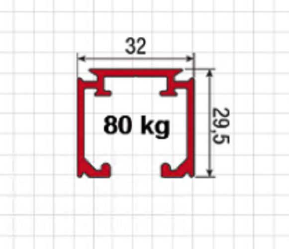 KOBLENZ -  Binario SYSTEM 0400 di scorrimento guida superiore - col. ANODIZZATO - lunghezza 6000