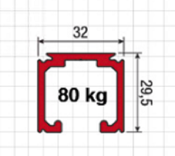 KOBLENZ -  Binario SYSTEM 0500 di scorrimento guida superiore - col. ANODIZZATO - lunghezza 1800