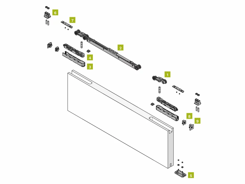 KOBLENZ -  Kit SYSTEM 0600 50 kg accessori sistema scorrevole per porte a filo del binario - f: KIT FISSAGGIO MAGNUS ABS DOPPIO A FILO
