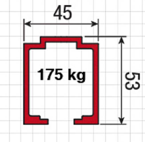 KOBLENZ -  Binario SYSTEM 0830 di scorrimento guida superiore - col. ANODIZZATO - lunghezza 300 - lb 175 KG