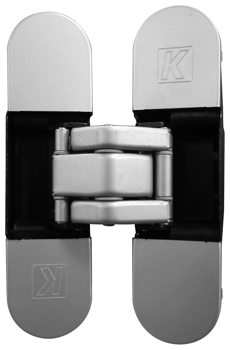 KOBLENZ -  Cerniera ATOMIKA K8000 regolabile a scomparsa ad incasso - col. CROMO SATINATO - ø - diametro 60 - portata (kg) ±1 - reg. alt. ±1 - reg. pro. ±3 - reg. lat. APERTURA 180° - SPESS. MIN. 38 MM - MAX 45