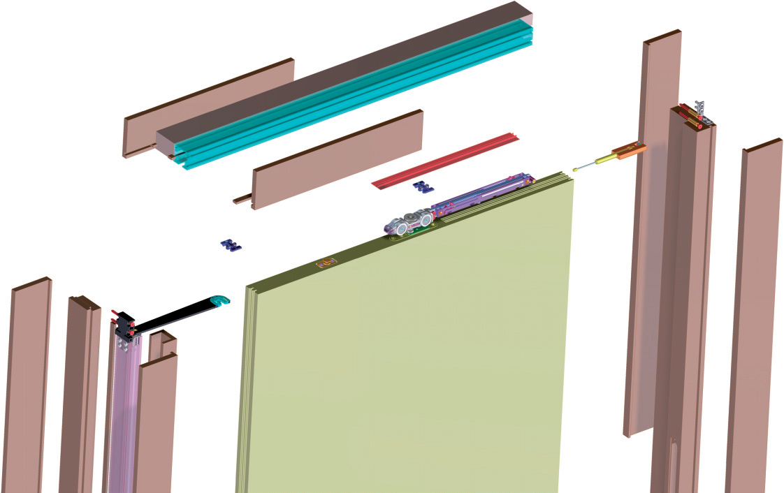 KOBLENZ -  Kit SWINGLIFE ABS abs accessori sistema scorrevole per porte rototraslante - col. ARGENTO - dimensioni LAR. 728 - ALT. 2101