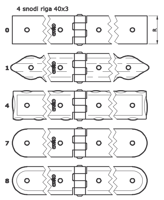 Bandella SERIE TONDA CON RIGA 8000 asenera a filo - col. VERNICIATO NERO - a: 120 - b: 120