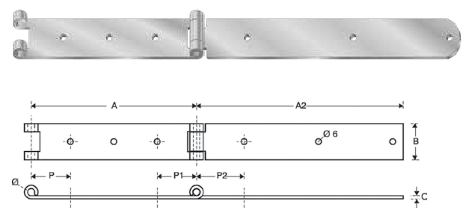 DIDIEFFE -  Bandella FUTURA orizzontale padovana occhio laterale - col. INOX - diametro 7 - a: 130 - b: 250