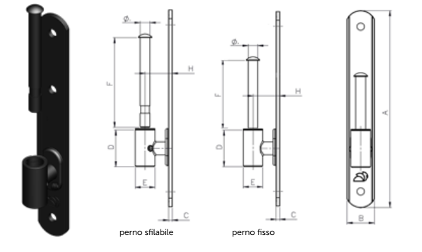 DIDIEFFE -  Cardine su lama mestrina per monoblocco - col. VERNICIATO NERO - diametro 8 - a mm 160