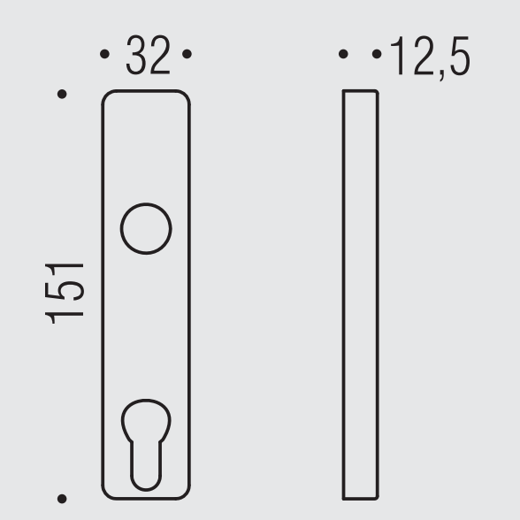 COLOMBO DESIGN -  Placca AM113 rettangolare coprimovimento per alzante scorrevole foro yale - mat. OTTONE - col. CROMO LUCIDO - dimensioni 151 X 32 X 12,5