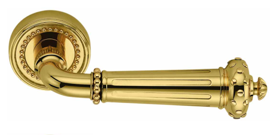 COLOMBO DESIGN -  Maniglia BYBLOS coppia con rosette e bocchette tonde foro patent - col. OROPLUS - OTTONE LUCIDO