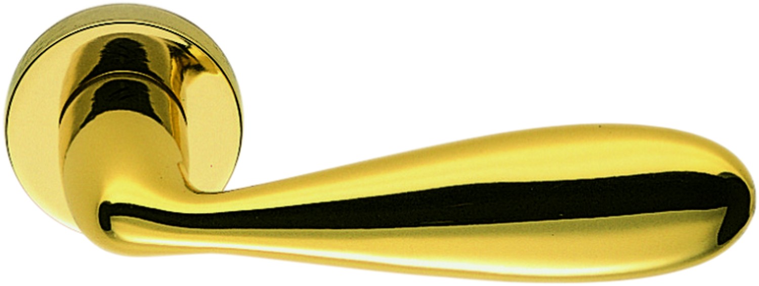 COLOMBO DESIGN -  Maniglia LARA coppia con rosette e bocchette tonde foro patent - mat. OTTONE - col. OROPLUS - OTTONE LUCIDO