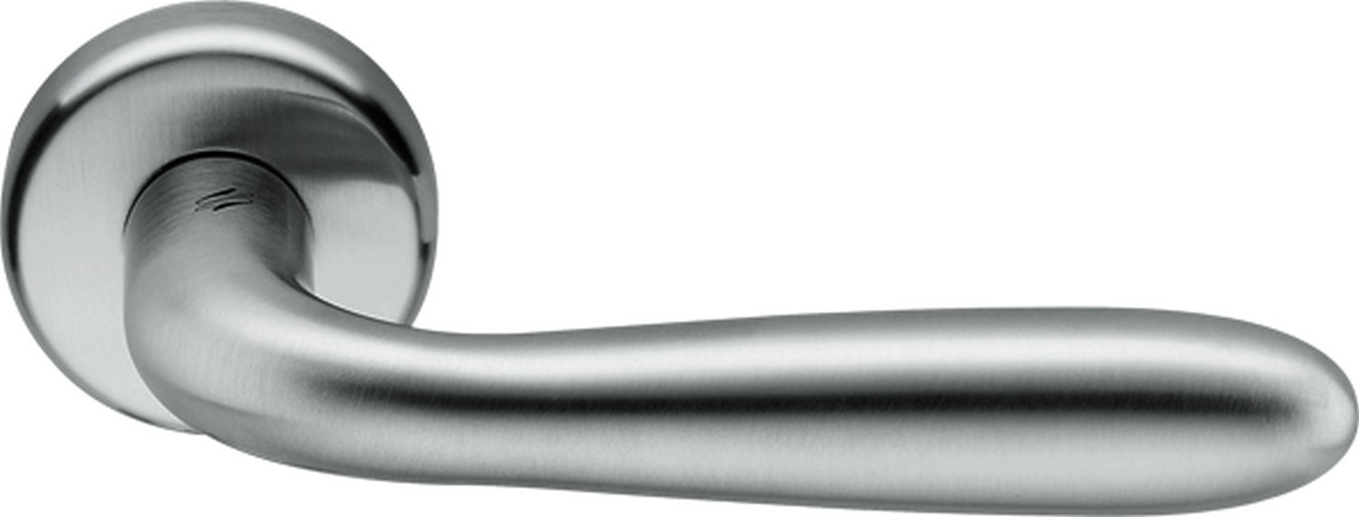 COLOMBO DESIGN -  Maniglia ROBOT coppia con rosette e bocchette ovali foro patent - mat. OTTONE - col. CROMO MAT - SATINATO