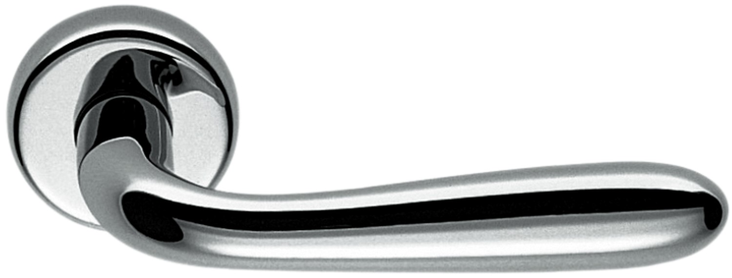 COLOMBO DESIGN -  Maniglia ROBOT coppia con rosette e bocchette ovali foro yale - mat. OTTONE - col. CROMO LUCIDO