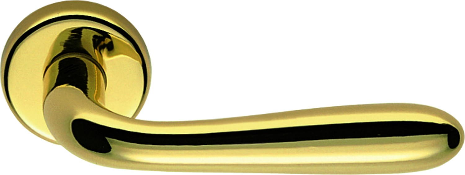 COLOMBO DESIGN -  Maniglia ROBOT coppia con rosette e bocchette ovali foro yale - mat. OTTONE - col. OROPLUS - OTTONE LUCIDO