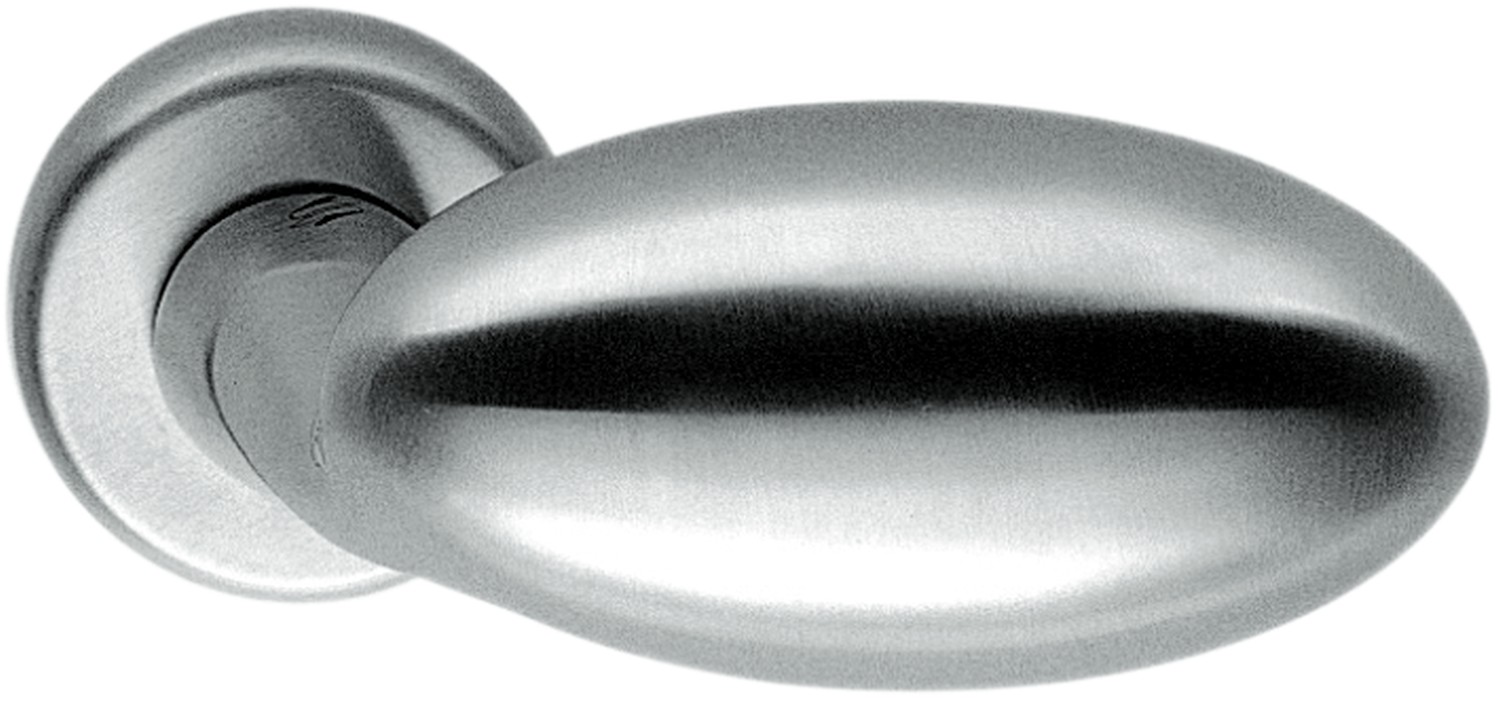 COLOMBO DESIGN -  Maniglia ROBOT coppia con rosette e bocchette ovali foro yale - mat. OTTONE - col. CROMO MAT - SATINATO