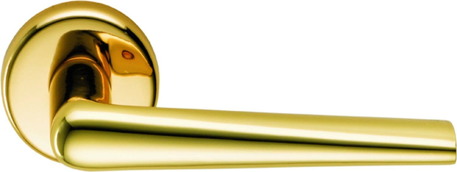 COLOMBO DESIGN -  Maniglia ROBOTRE coppia con rosette e bocchette ovali foro yale - mat. OTTONE - col. HPS ZIRCONIUM GOLD