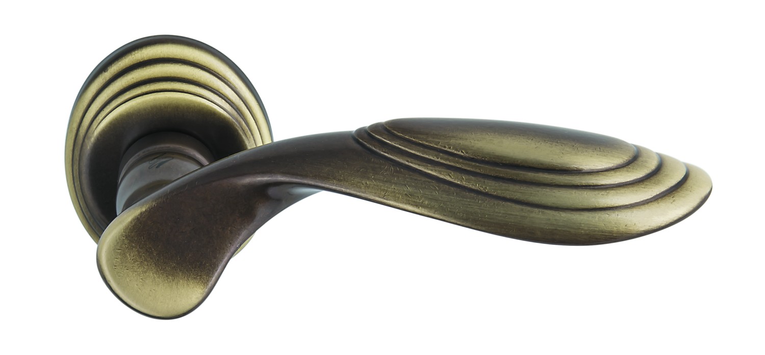 COLOMBO DESIGN -  Maniglia CAMEO coppia con rosette e bocchette ovali foro patent - mat. OTTONE - col. BRONZO