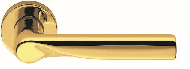 COLOMBO DESIGN -  Maniglia LIBRA coppia con rosette e bocchette ovali foro yale - mat. OTTONE - col. OROPLUS - OTTONE LUCIDO