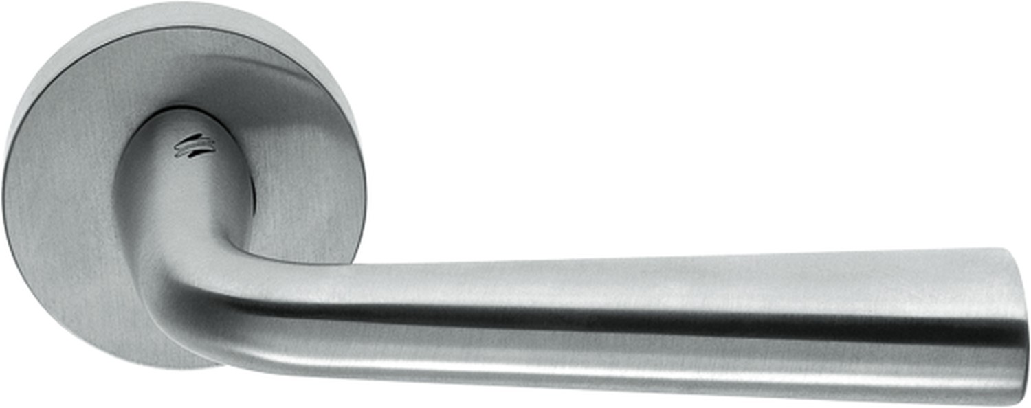 COLOMBO DESIGN -  Maniglia TENDER coppia con rosette e bocchette ovali foro yale - mat. OTTONE - col. CROMO MAT - SATINATO