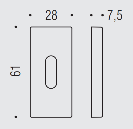 COLOMBO DESIGN -  Bocchetta rettangolare foro patent - col. HPS ZIRCONIUM GOLD - dimensioni 61 X 28 X 7,5