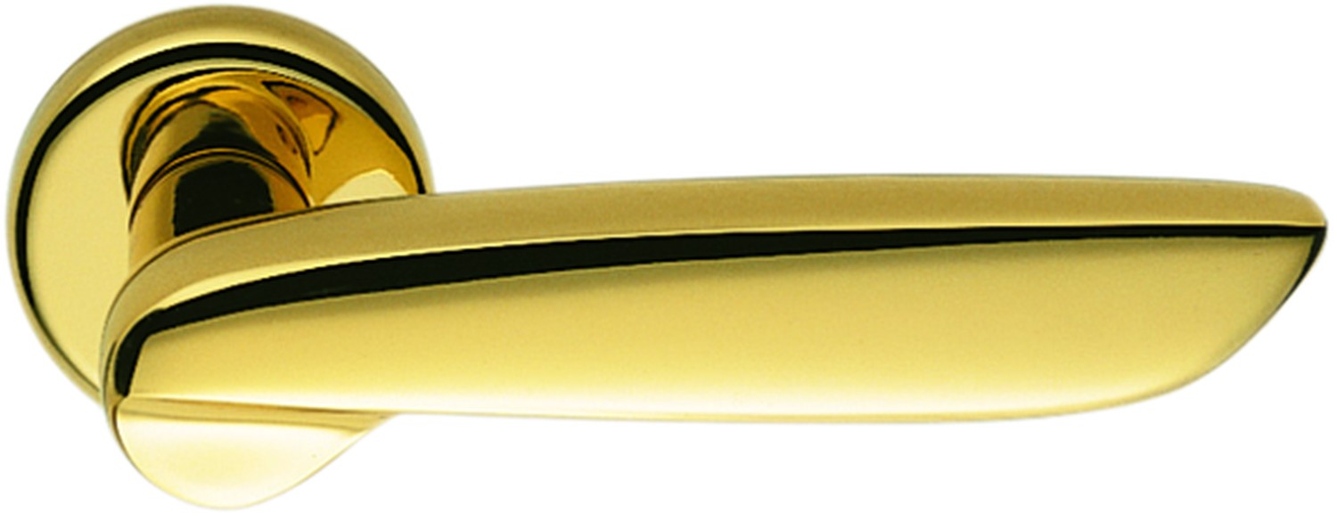 COLOMBO DESIGN -  Maniglia DAYTONA coppia con rosette e bocchette ovali foro yale - col. OROPLUS - OTTONE LUCIDO