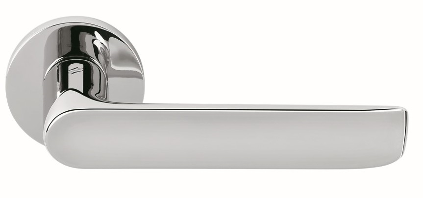 COLOMBO DESIGN -  Maniglia LUND coppia con rosette e bocchette tonde foro patent - col. CROMO LUCIDO