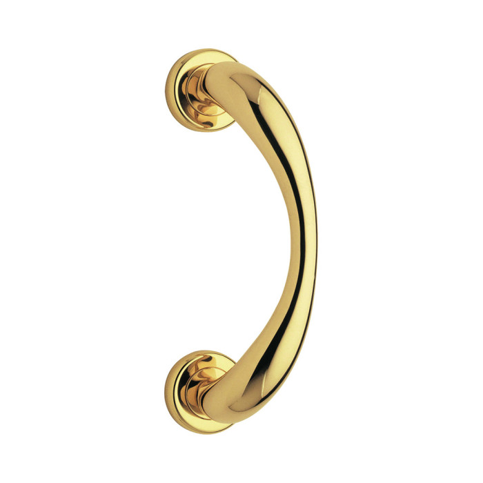 REGUITTI -  Maniglione DUNA zancato con rosette - mat. OTTONE - col. 02 OTTONE LUCIDO VERNICIATO - interasse 180 - lunghezza 224