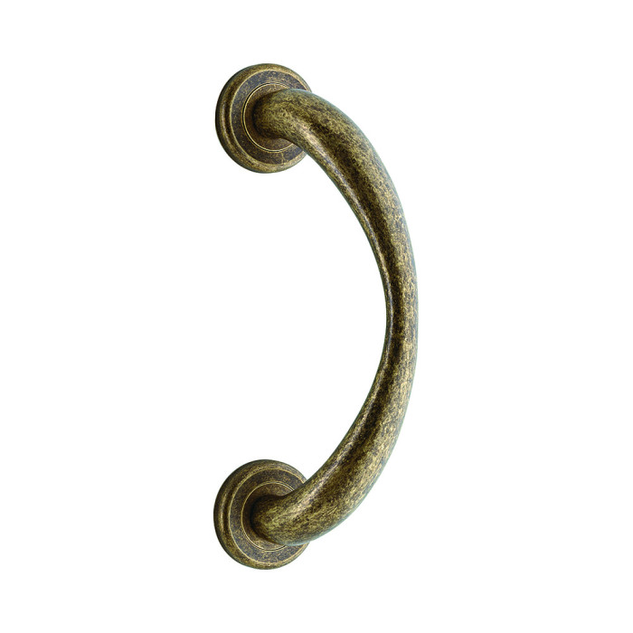 REGUITTI -  Maniglione DUNA zancato con rosette - mat. OTTONE - col. BQ OTTONE ANTICO (ANTIGERM®) - interasse 180 - lunghezza 224