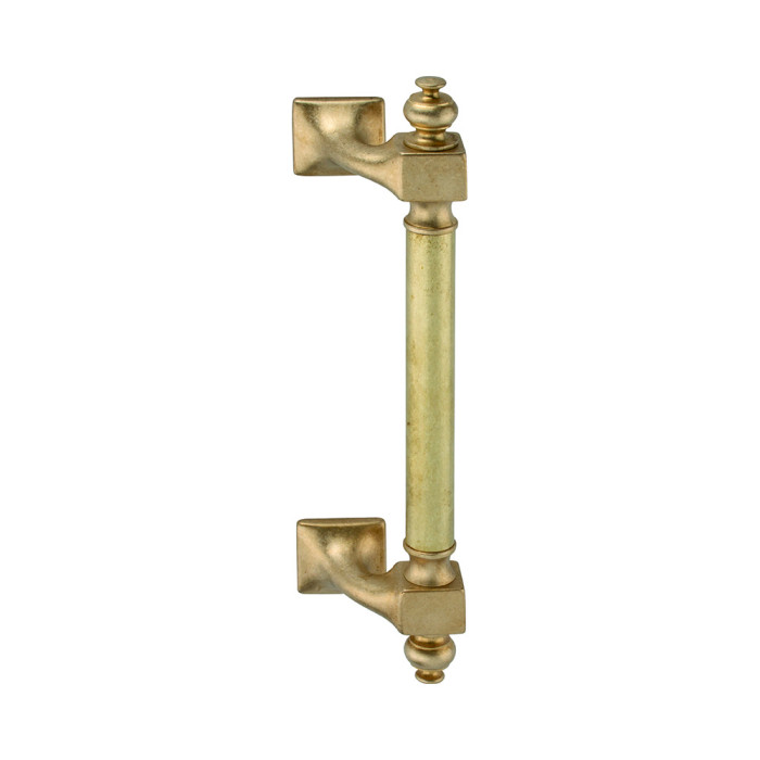 REGUITTI -  Maniglione MONACO zancato con rosette - mat. OTTONE - col. 1M OTTONE RUSTICO - interasse 205 - lunghezza 300