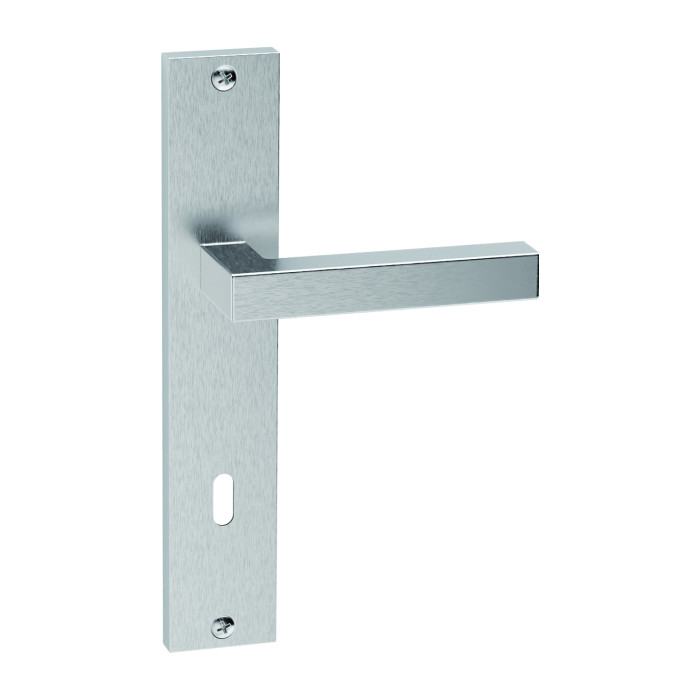 REGUITTI -  Maniglia GENEVE coppia con placca  foro patent - mat. INOX AISI 304 - col. INOX SATINATO