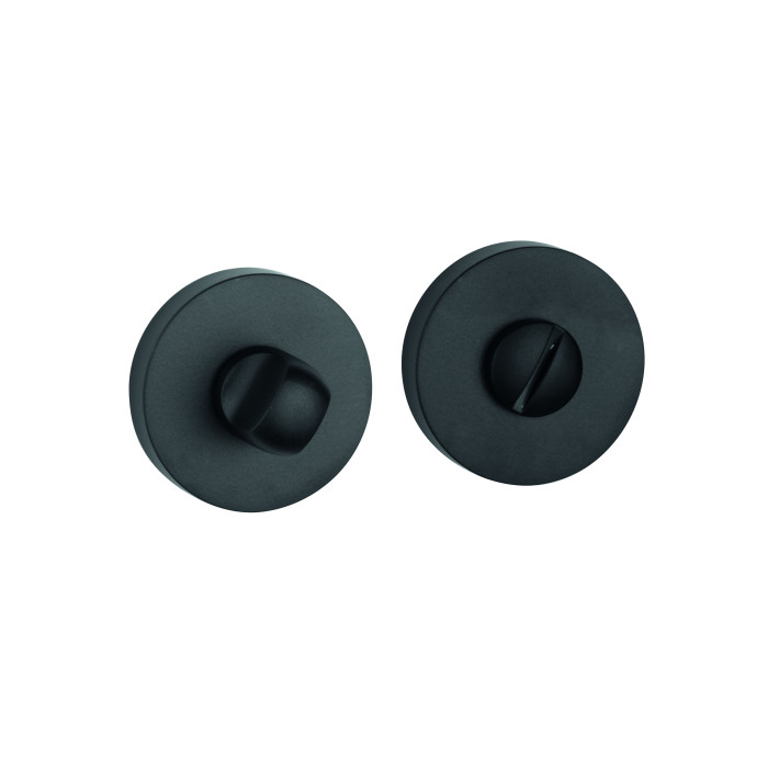 REGUITTI -  Chiavistello/nottolino tondo libero/occupato con intaglio - mat. OTTONE - col. 18 NERO OPACO RAL 9005