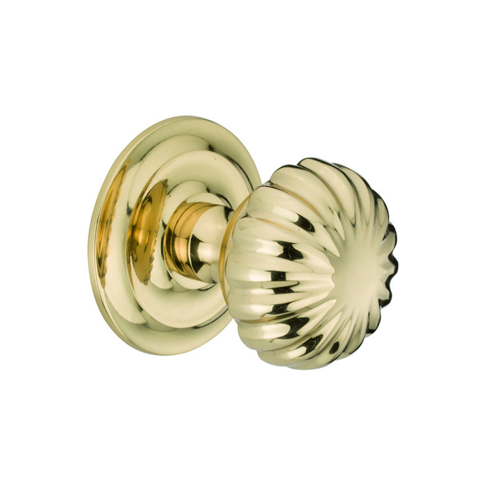 REGUITTI -  Pomolo MARGHERITA tondo fisso - mat. OTTONE - col. 02 OTTONE LUCIDO VERNICIATO