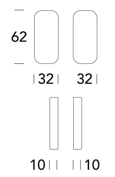 REGUITTI - Coppia Bocchetta rettangolare cieca coprivite - mat. OTTONE - col. 15 OTTONE SATINATO CROMATO - dimensioni 62 X 32 X 10