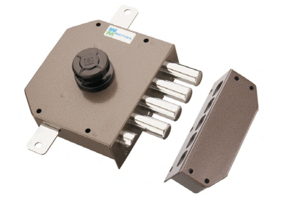 MOTTURA -  Serratura Multipunto SERIE 30.631 ad applicare con cilindro a pompa con pomolo autob. scrocco catenaccio e chiusura sopra e sotto
