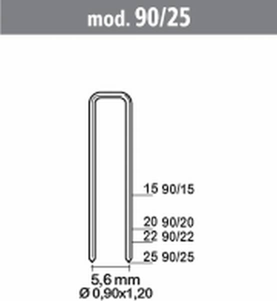 Punti Metallici MOD 90 per cucitrice - dimensioni 5,6 X 40 - info 90 PUNTI 40 MM
