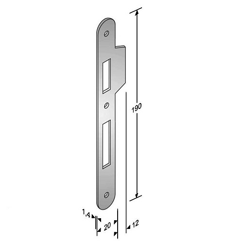 BONAITI -  Incontro ART 217 bordo tondo con alette per patent - mat. ACCIAIO - col. CROMATO LUCIDO - dimensioni 20 X 190