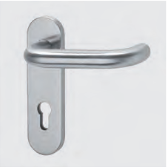 NINZ -  Maniglia NINZ MAN coppia con placca foro yale per tagliafuoco - mat. INOX - col. INOX