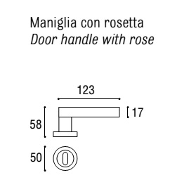 SICMA -  Maniglia PITAGORA coppia con rosette e bocchette tonde foro patent - mat. ZAMA - col. CROMO LUCIDO / CROMO SATINATO