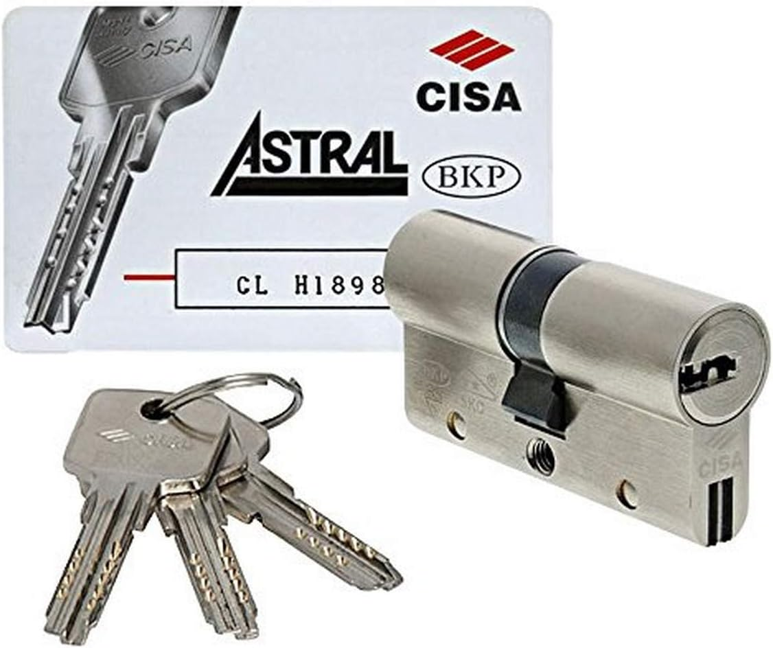 Cilindro ASTRAL-S frizionato anti bamping con chiave e chiave - col. OTTONE SMERIGLIATO - lunghezza 85 - misura 35-10-40