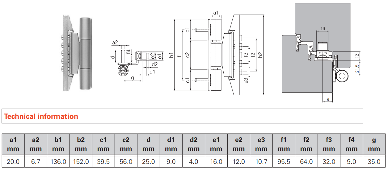 SFS INTEC -  Cerniera DYNAMIC 3D 20 regolabile per cava euro - col. NERO RAL9005 - ø - diametro 20 - portata (kg) 160 - reg. alt. +/-4 - reg. pro. +/-1 - reg. lat. +/-2